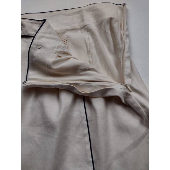 Maeve Womens Structured Mini Skirt Cream with Navy Piping Nautical Size 4 Linen - Picture 8 of 11
